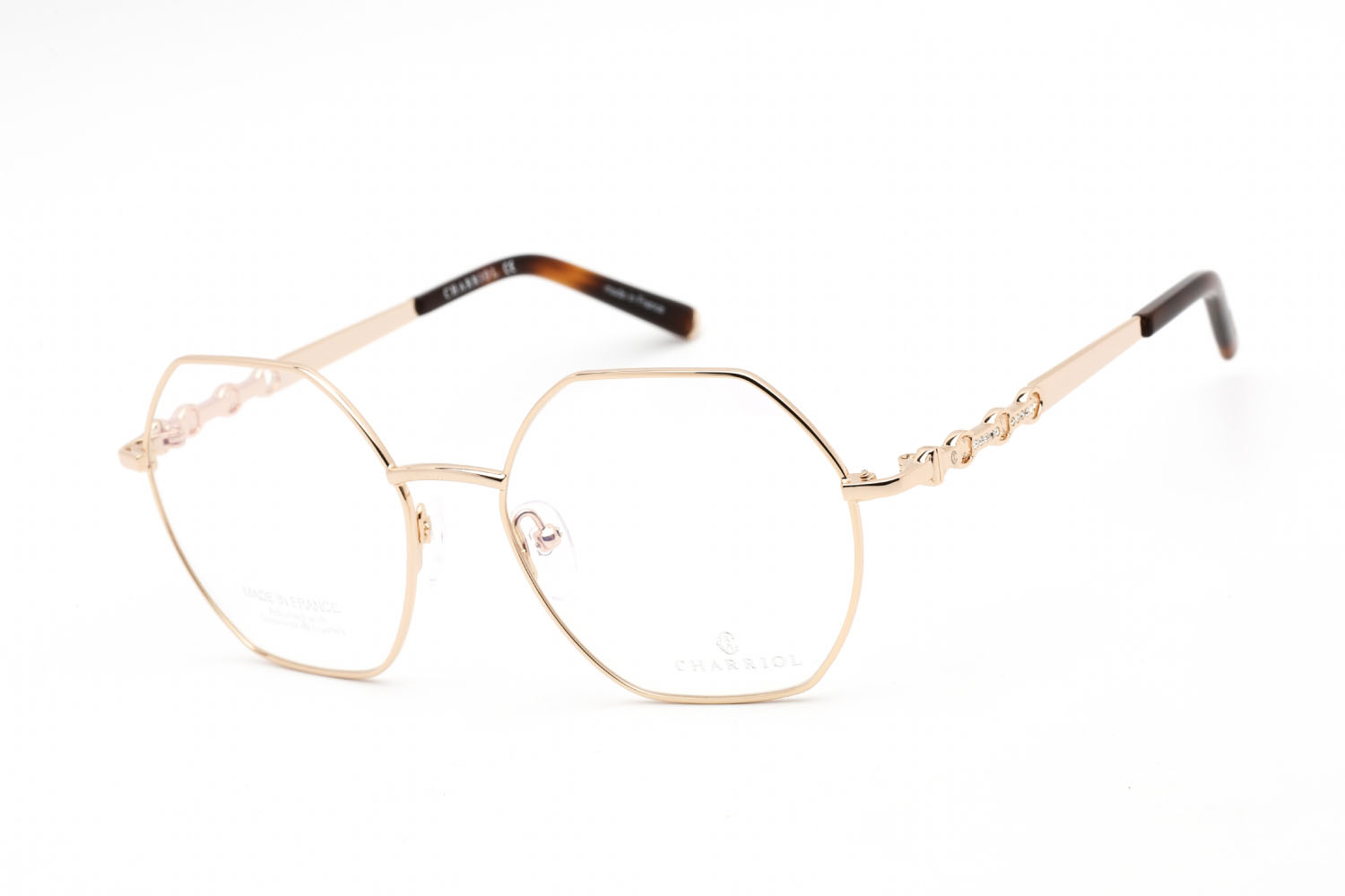 559706-Charriol-PC71038-Eyeglasses-Shiny Gold-Tortoise - Clear Lens