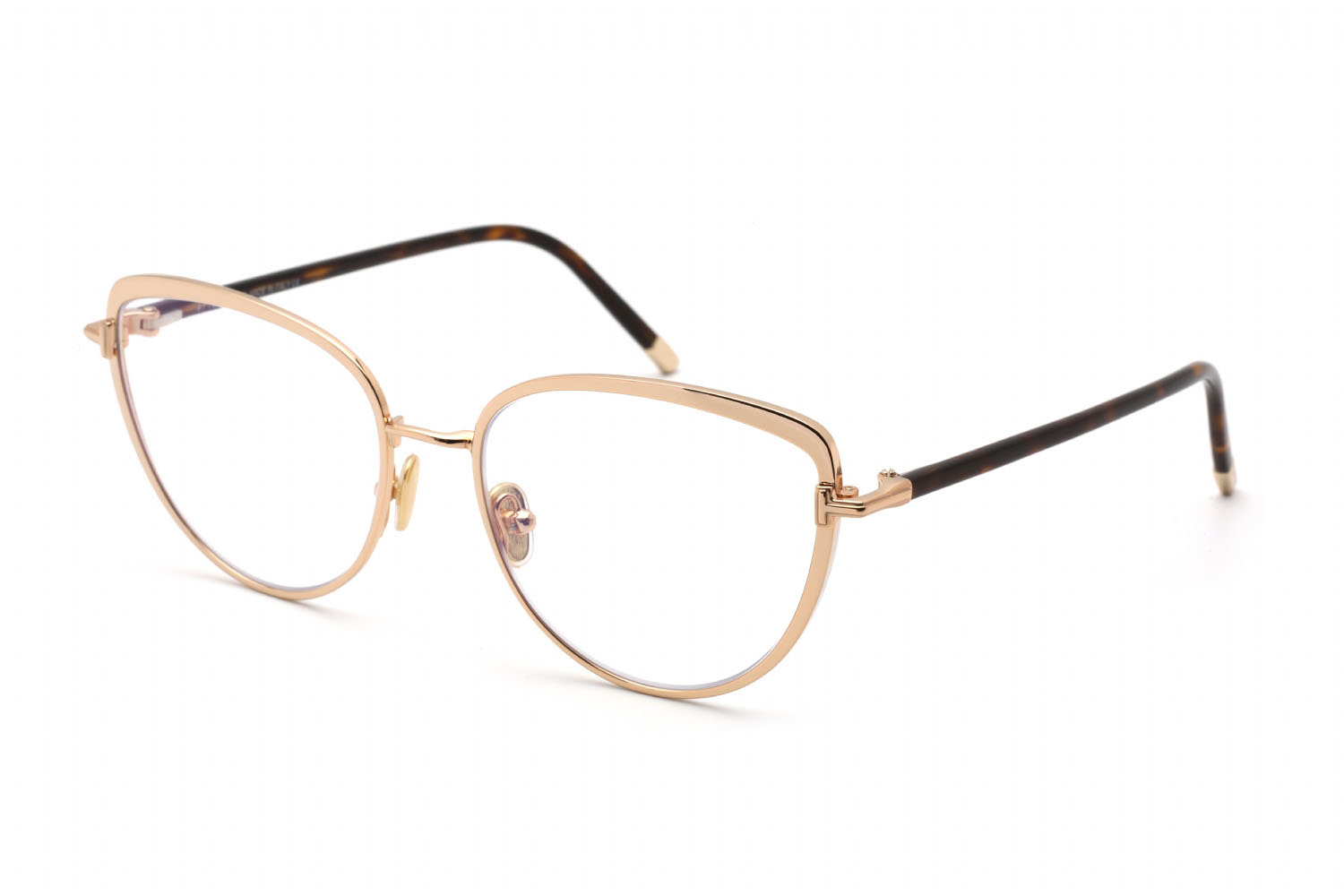 557327 Tom Ford Ft5741 B Eyeglasses Shiny Rose Gold Clear Lens 4777