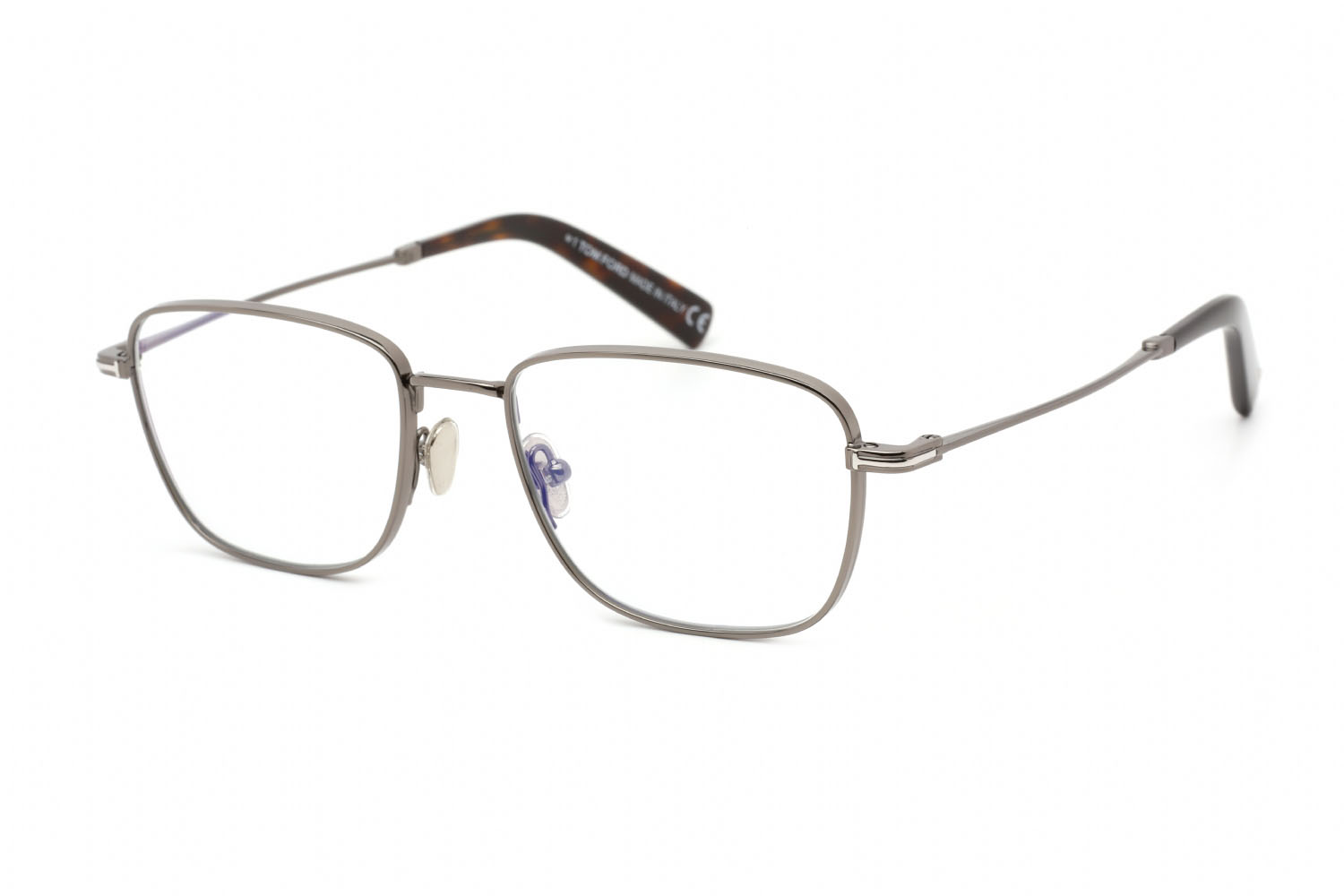 557976-Tom-Ford-FT5748-B-Eyeglasses-Shiny Dark Ruthenium - Clear Lens