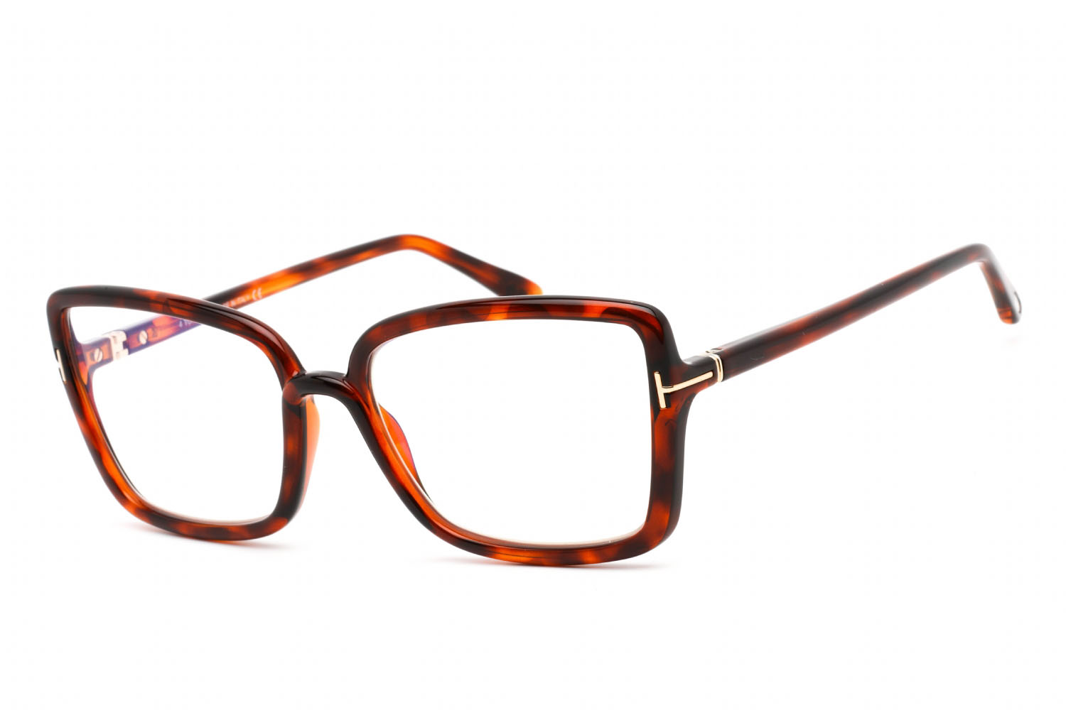 565286-Tom-Ford-FT5813-B-Eyeglasses-Red Havana - Clear Lens