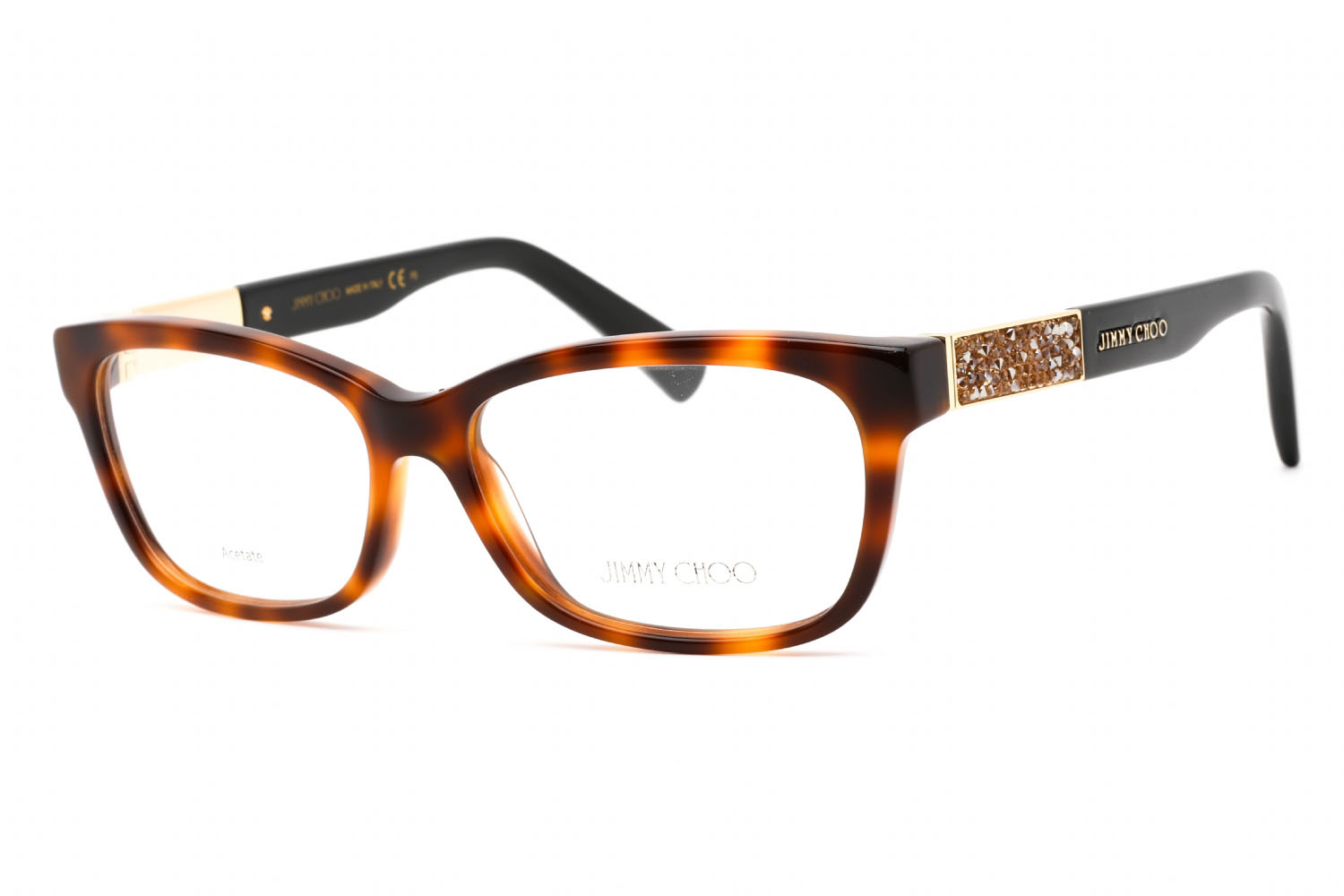 401017-Jimmy-Choo-JC110-Eyeglasses-Havana Black - Clear Lens